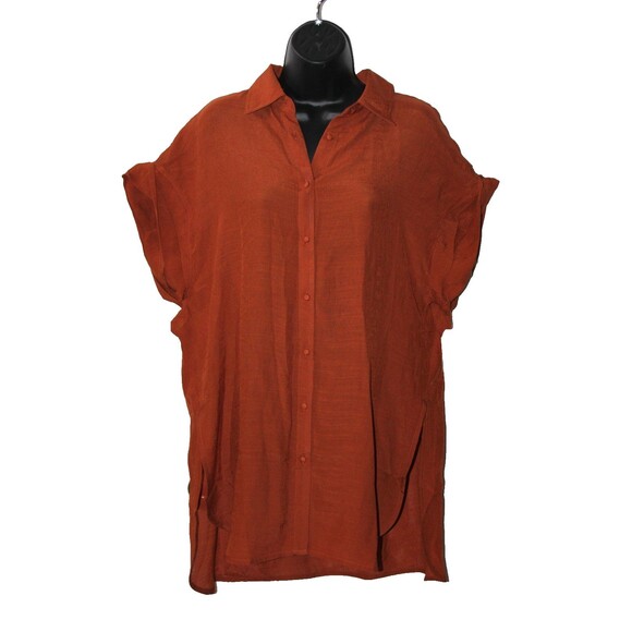Nanette Lepore Tops - Nanette Lepore Gingerbread Tunic Blouse M Rayon Blend Long Sleeve Womens Top NWT